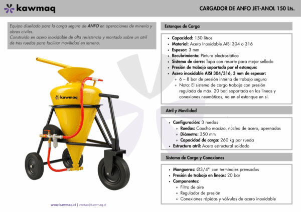 Cargador de Anfo 150 Lts. - Imagen 2
