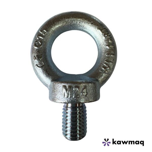 perno ojo M-279 de acero, utilizado para suspensión y anclaje en trabajos industriales y de construcción.
